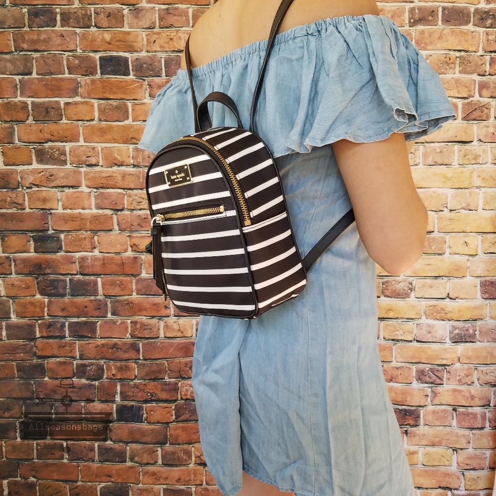 Kate spade mini bradley wilson backpack stripe blk - Picture 4 of 5